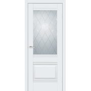 Двері ПВХ Смарт С070В емаліт білий скло сатин з малюнком
