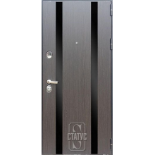 Двері Статус 057-1 чорне скло венге сірий горизонтальний