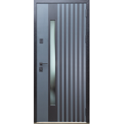 Двері Магда (тип 16) модель 720/01 метал ламінований графіт темний / венге парма + склопакет