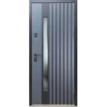 Двері Магда (тип 16) модель 720/01 метал ламінований графіт темний / венге парма + склопакет