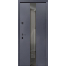 Двері Магда (тип 6.3) модель 717/1223FGP Метал ламінований графіт темний / МДФ дуб білий терморозрив + склопакет №2