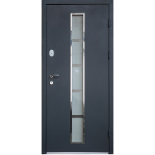 Двері зовнішні ST 101 економ RAL 7024 / дуб шато + склопакет